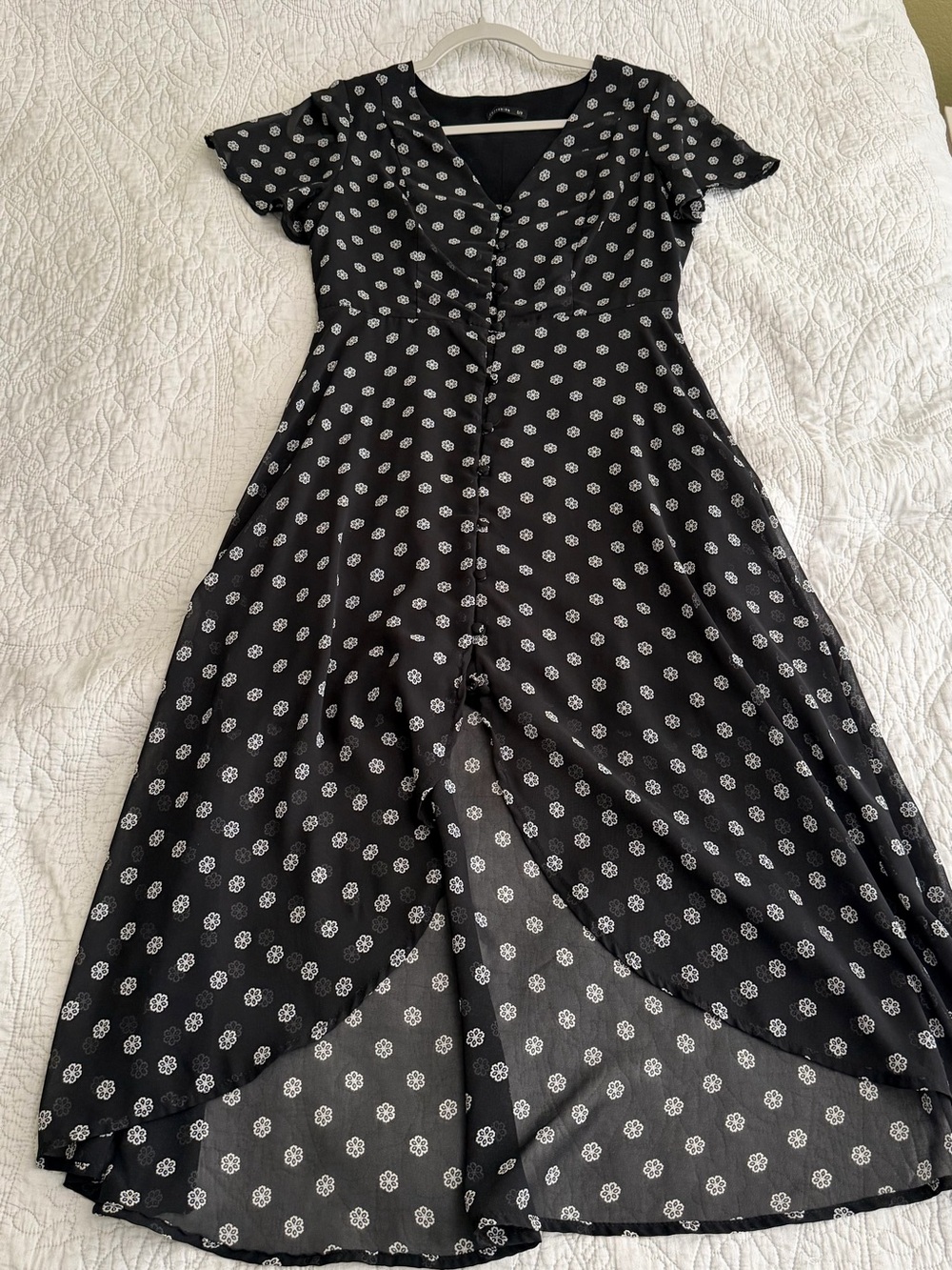 Cotton On Black Midi Dress with White Floral Print